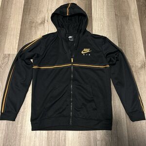 Nike Air Black Hoodie with Gold Accents